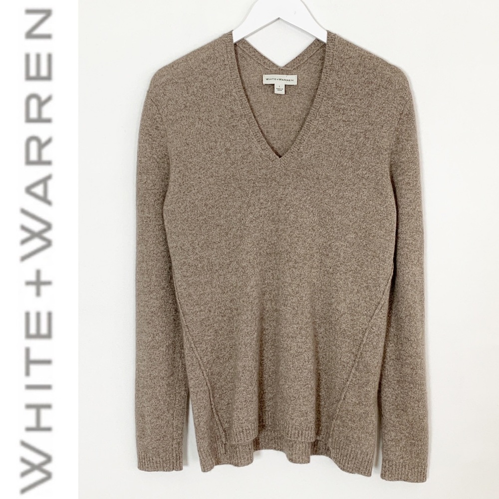 White + Warren Cashmere V-neck Sweater L